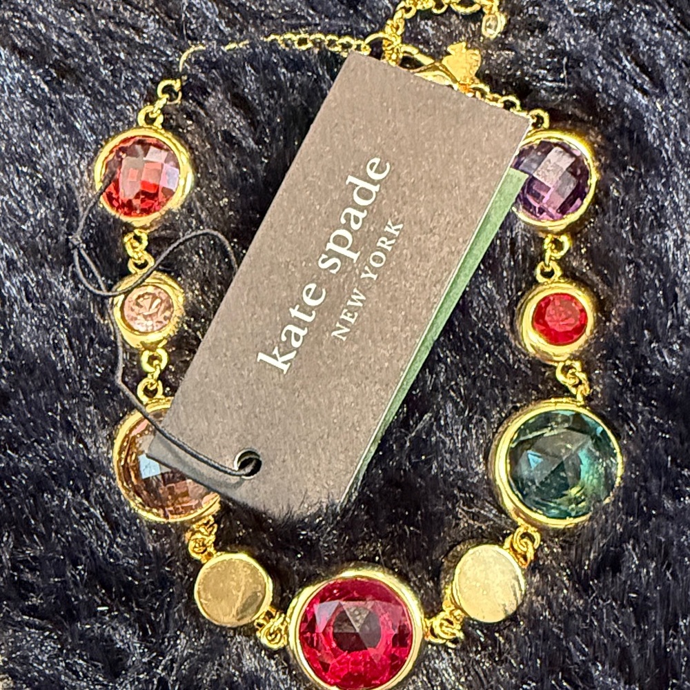 Kate Spade on the dot Gold Bracelet with Colorful Gems